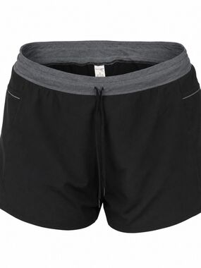 Terra & Sky Black Active Running Shorts Plus Size 18W Gray Waistband Drawstring